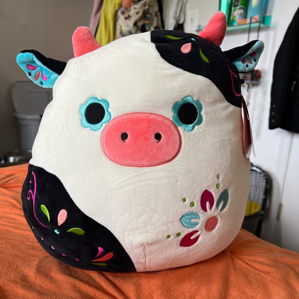 NWT Connor the Cow Day Of The Dead Squishmallow - 12 Inch